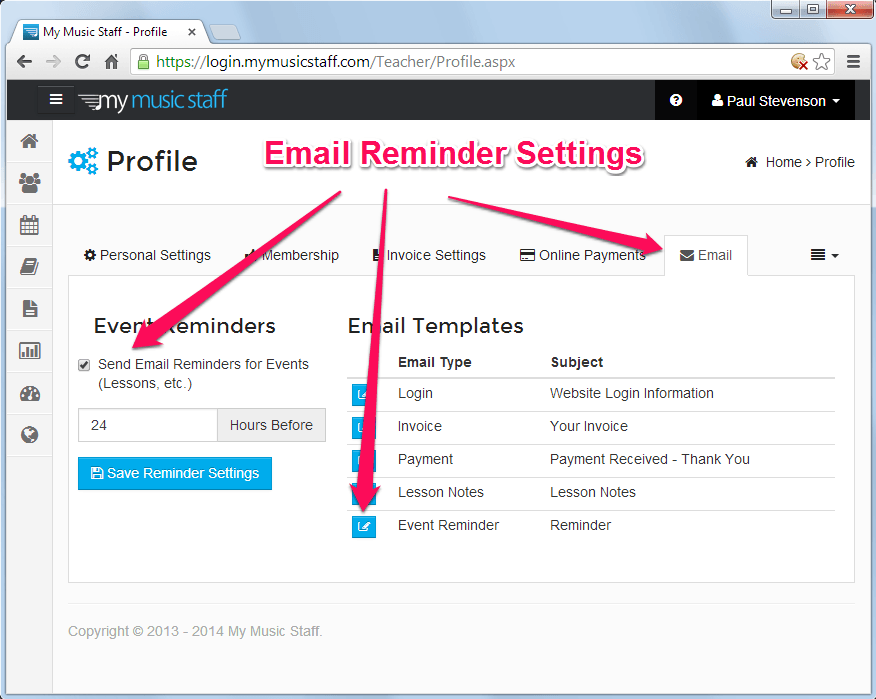 My Music Staff - Product Features - Email Reminders ...
